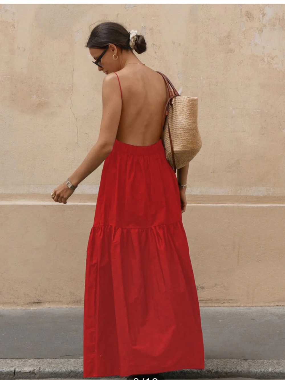 Commense Solid Backless Long Red Dress